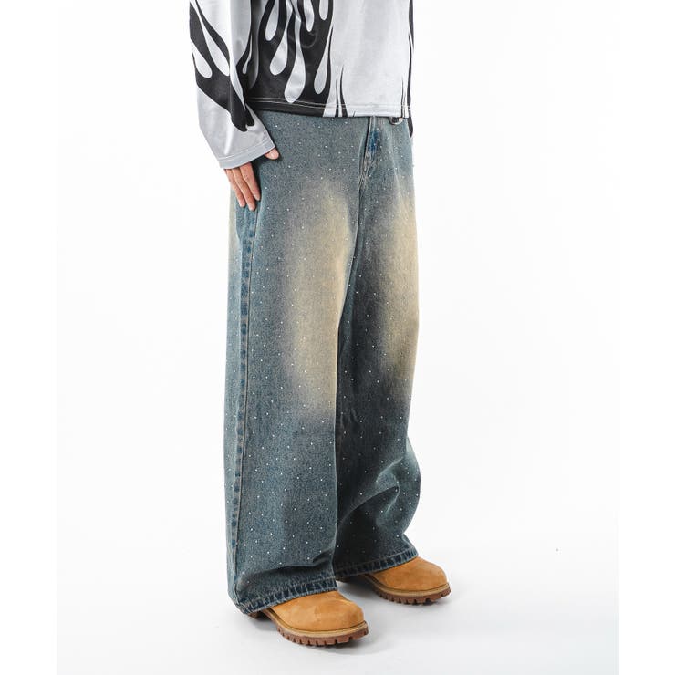スーパーバギーラインストーンデニムパンツ | WEGO【MEN】 | 詳細画像23 