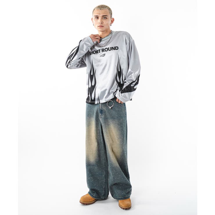 スーパーバギーラインストーンデニムパンツ[品番：WG010096271