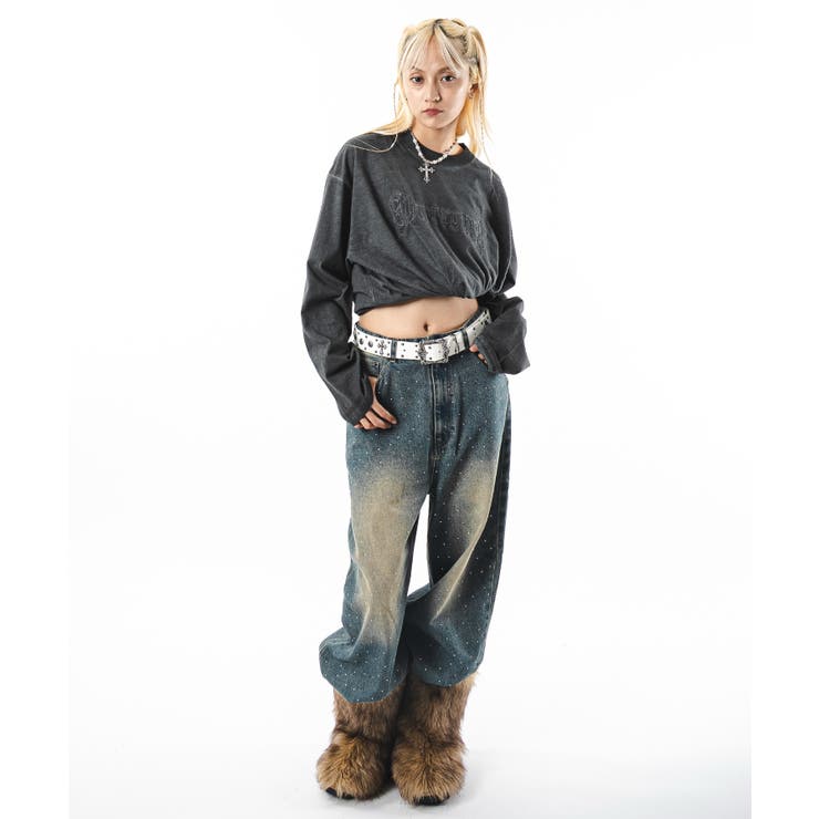 スーパーバギーラインストーンデニムパンツ | WEGO【MEN】 | 詳細画像42 