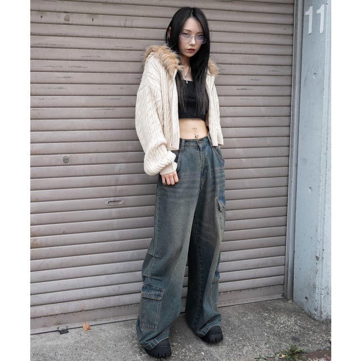 フェイクファー付きケーブルニットパーカー | WEGO【WOMEN】 | 詳細画像2 