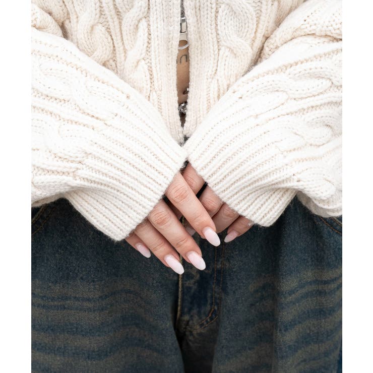 フェイクファー付きケーブルニットパーカー | WEGO【WOMEN】 | 詳細画像6 