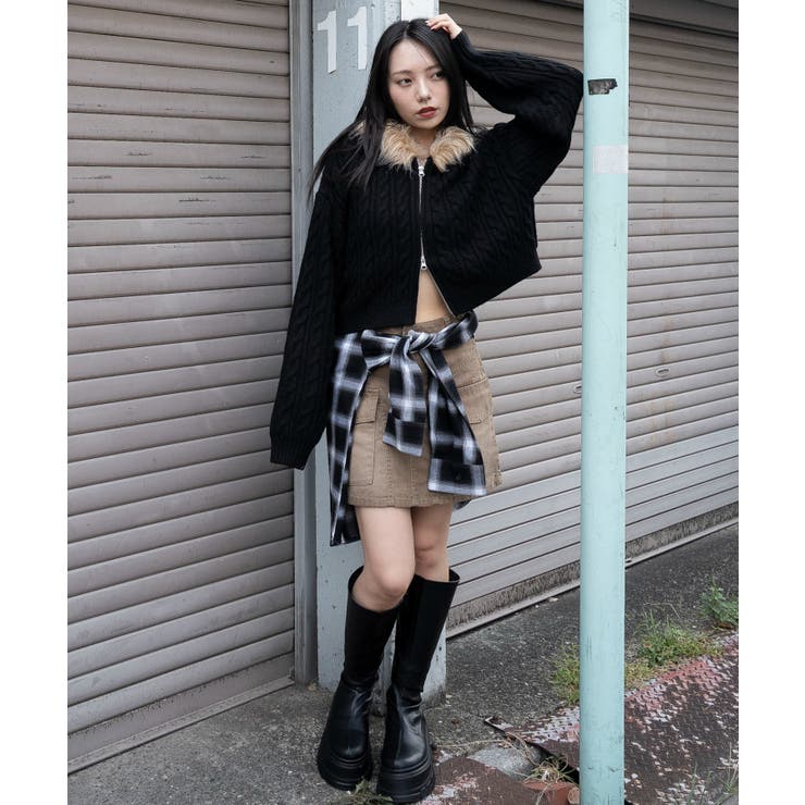 フェイクファー付きケーブルニットパーカー | WEGO【WOMEN】 | 詳細画像27 