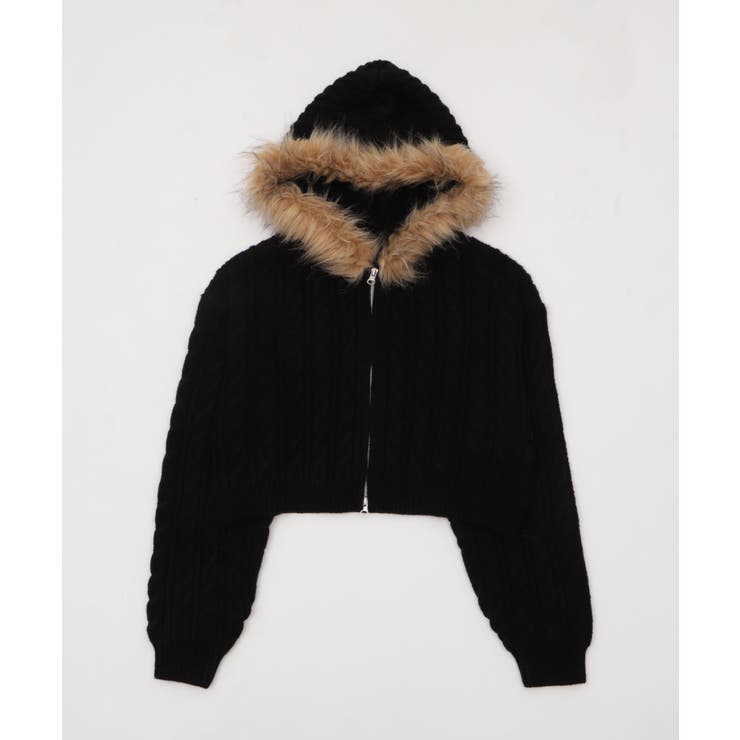 フェイクファー付きケーブルニットパーカー | WEGO【WOMEN】 | 詳細画像30 