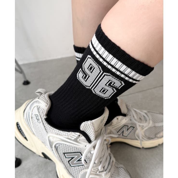ブラック | ナンバリングラインリブソックス | WEGO【WOMEN】