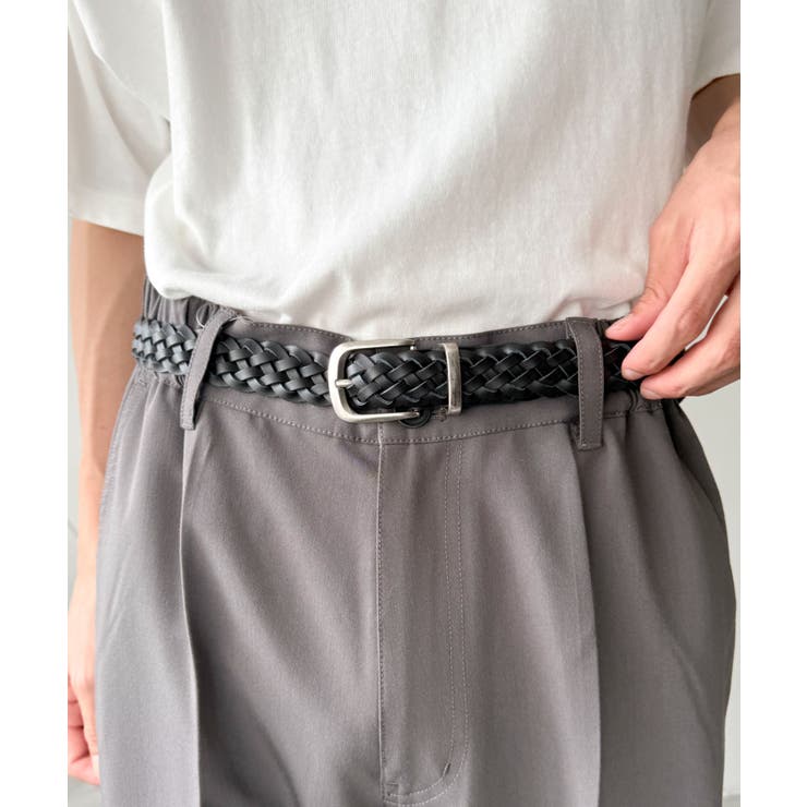 ブラック | Mレザーメッシュベルト | WEGO【MEN】