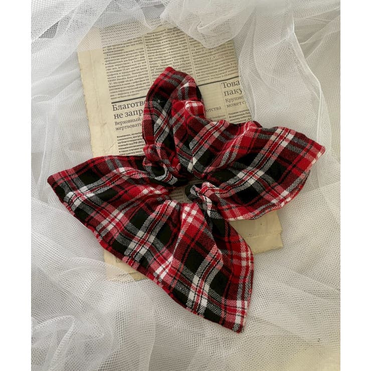 レッドチェック1 | Lチェックスクエアシュシュ | WEGO【WOMEN】