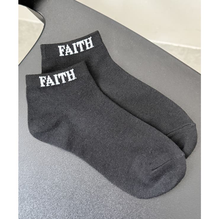 ブラック | FAITHロゴショートソックス | WEGO【WOMEN】