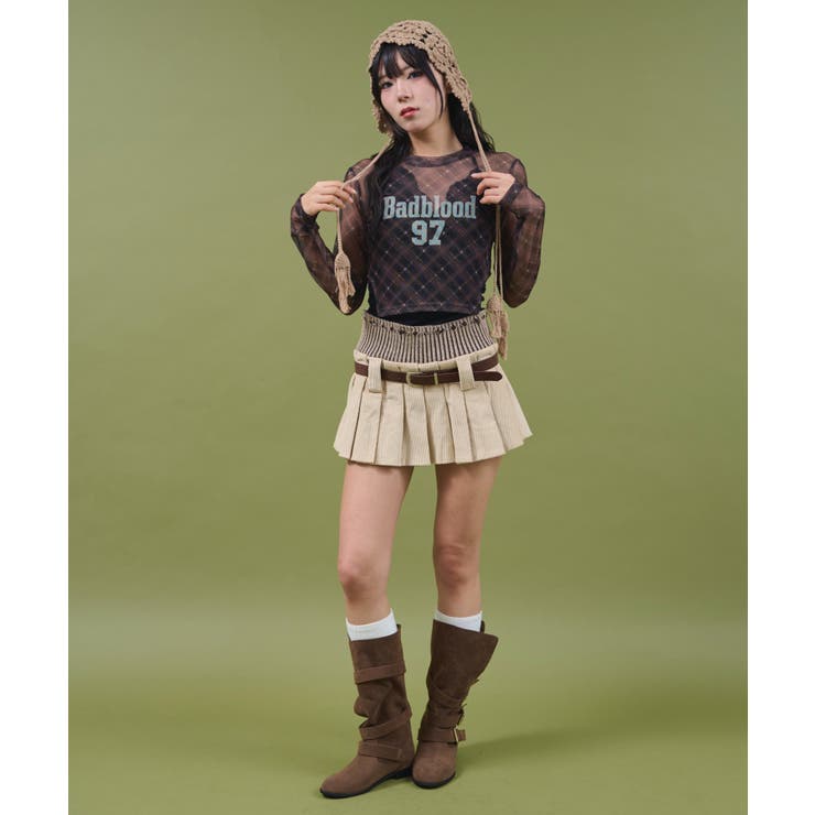 ナンバーロゴチェックシアートップ | WEGO【WOMEN】 | 詳細画像2 