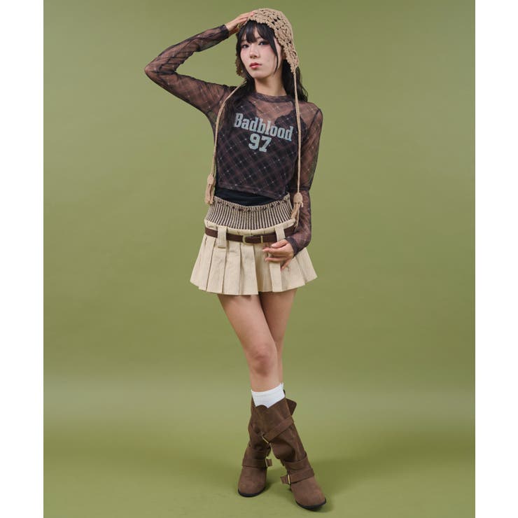 ナンバーロゴチェックシアートップ | WEGO【WOMEN】 | 詳細画像9 