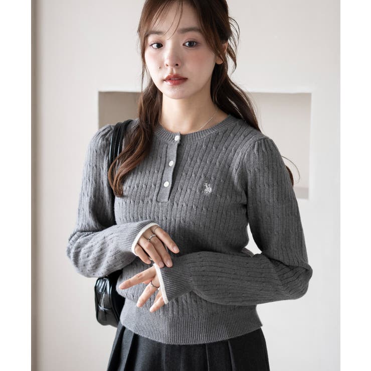 グレー | 別注USPOLOヘンリーネックニットPO | WEGO【WOMEN】