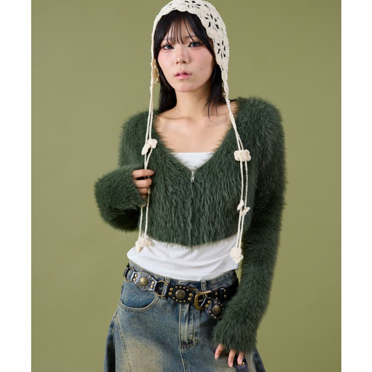 カーキ | シャギーショートニットカーデ | WEGO【WOMEN】