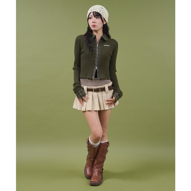 チェックドッキングWジップニット | WEGO【WOMEN】 | 詳細画像2 