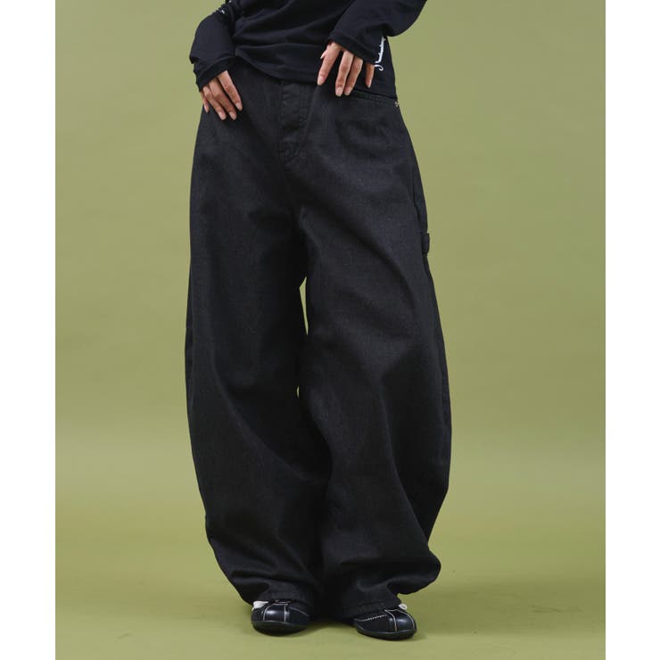 ブラック | レオパクロスパッチスタッズデニム | WEGO【WOMEN】