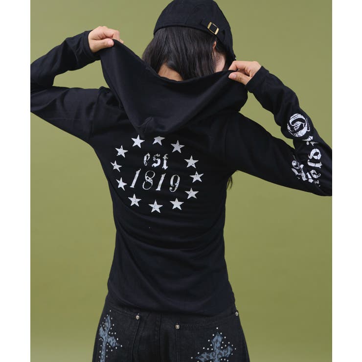 ブラック | キーネックロゴデザインフーディー | WEGO【WOMEN】