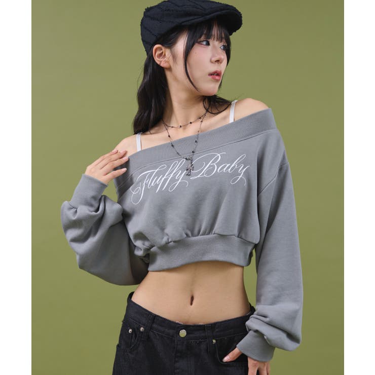 スミクロ | ワイドショルダーロゴスウェット | WEGO【WOMEN】