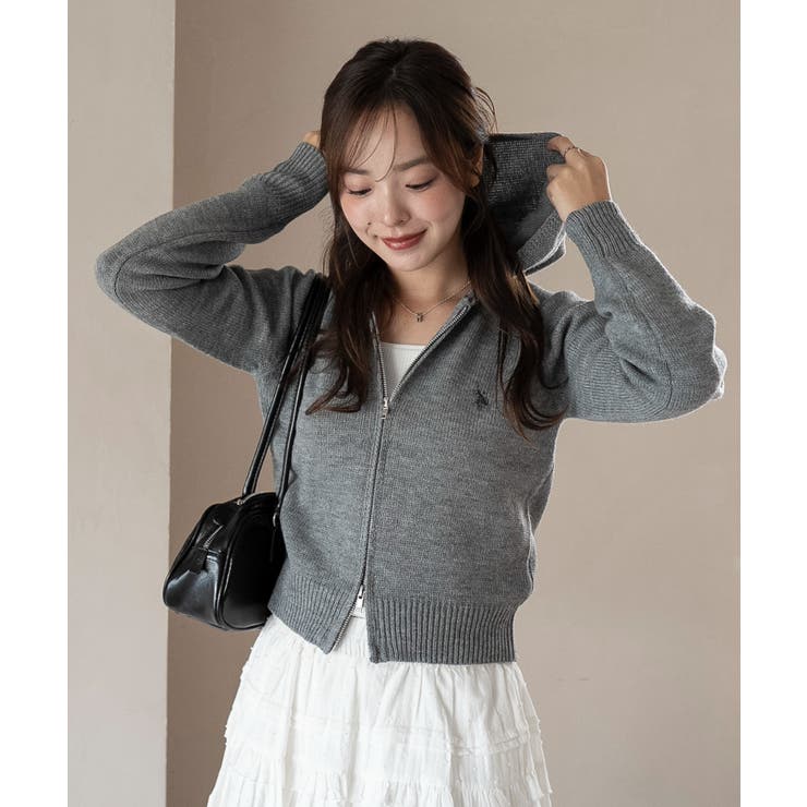 グレー | 別注USPOLOWZIPニットPK | WEGO【WOMEN】