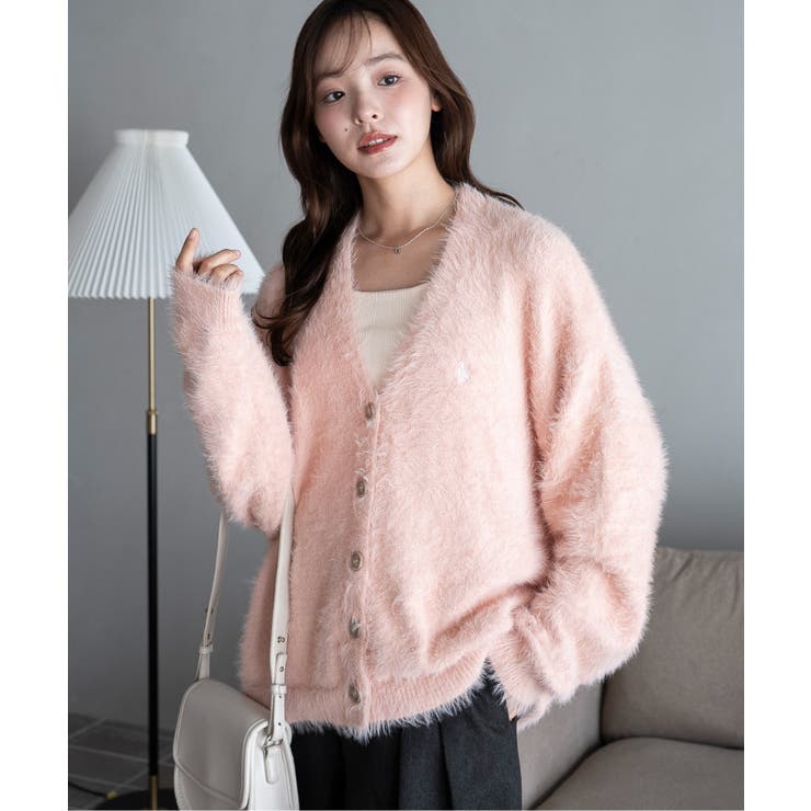 ライトピンク | 別注USPOLOシャギーニットカーデ | WEGO【WOMEN】