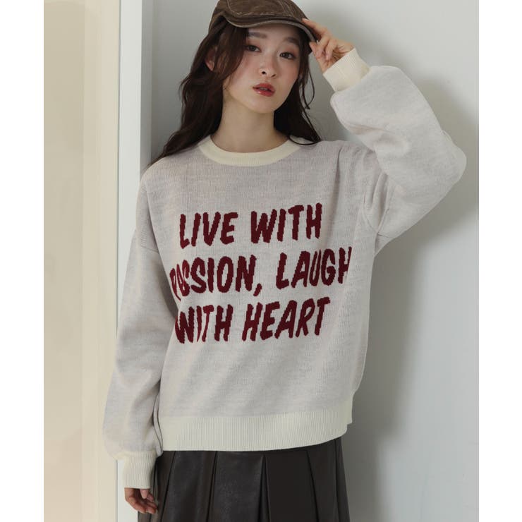 オフホワイト | レタリングニットプルオーバー | WEGO【WOMEN】