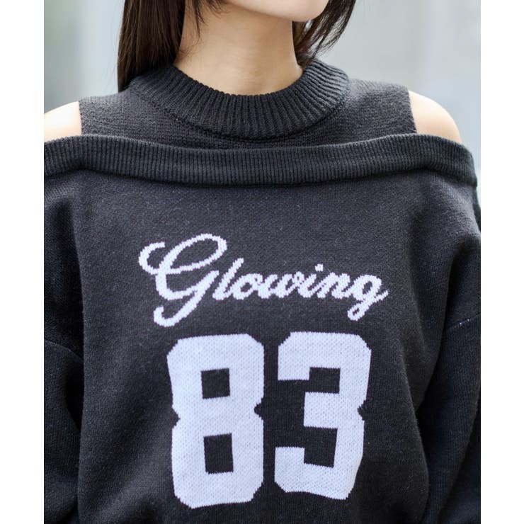 オープンショルダーナンバリングニット | WEGO【WOMEN】 | 詳細画像4 