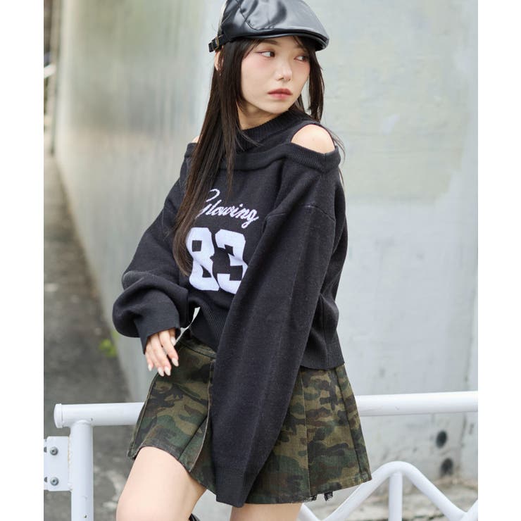 オープンショルダーナンバリングニット | WEGO【WOMEN】 | 詳細画像10 