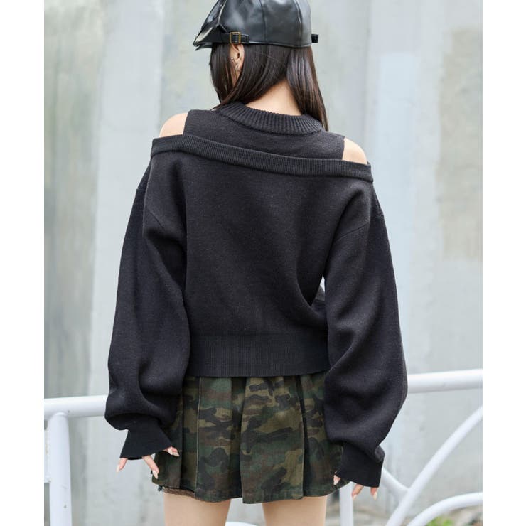 オープンショルダーナンバリングニット | WEGO【WOMEN】 | 詳細画像11 