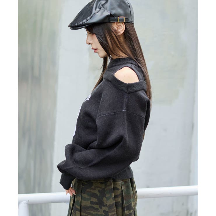 オープンショルダーナンバリングニット | WEGO【WOMEN】 | 詳細画像12 