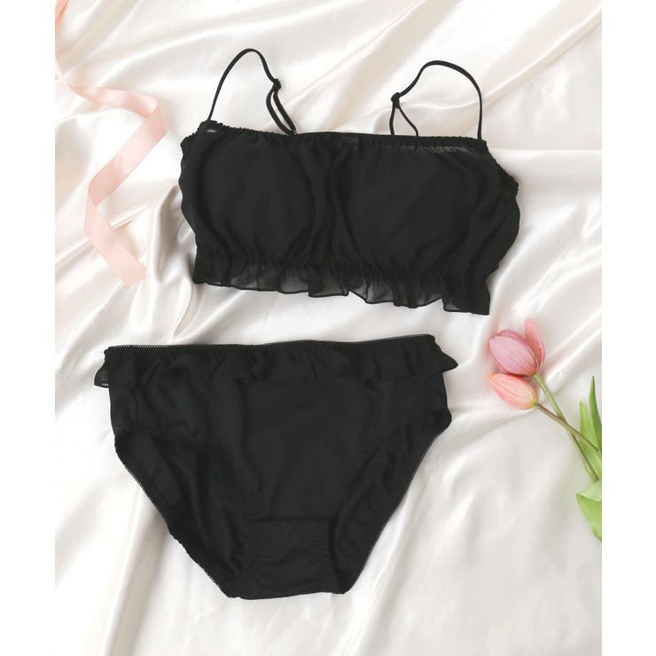 ブラック | Liliane Ciel シフォンフリル | WEGO【WOMEN】