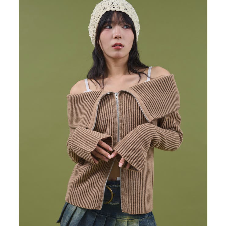 オフショルダブルジップニット | WEGO【WOMEN】 | 詳細画像4 