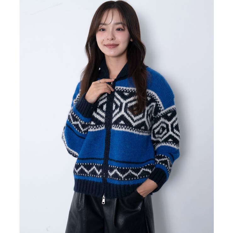 トライバル柄カウチンジップニット | WEGO【WOMEN】 | 詳細画像1 