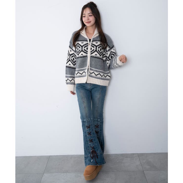 トライバル柄カウチンジップニット | WEGO【WOMEN】 | 詳細画像10 
