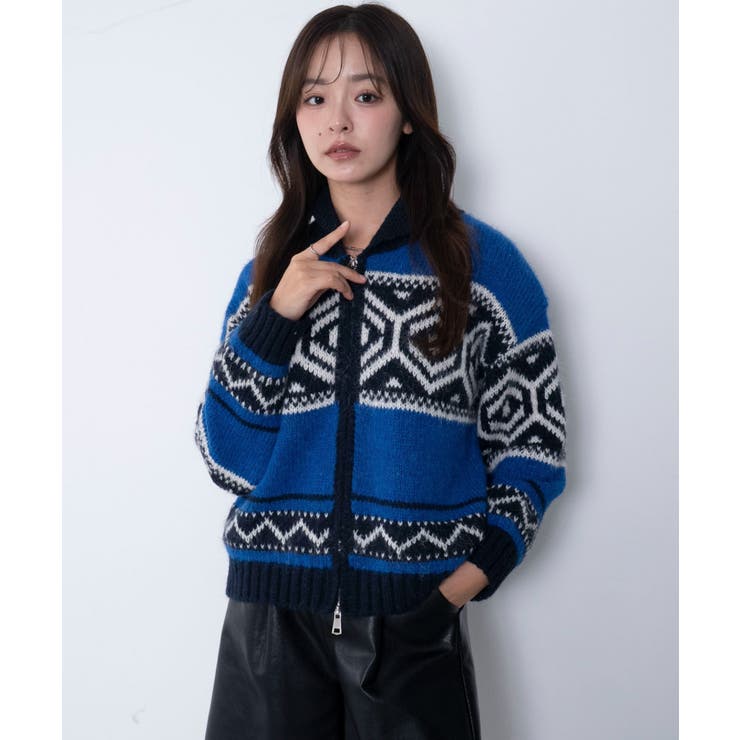 トライバル柄カウチンジップニット | WEGO【WOMEN】 | 詳細画像12 