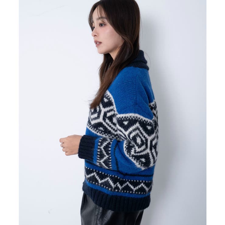 トライバル柄カウチンジップニット | WEGO【WOMEN】 | 詳細画像14 