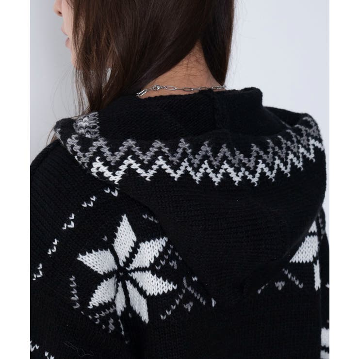 雪柄ZIPフードカーディガン | WEGO【WOMEN】 | 詳細画像5 