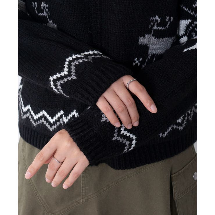 雪柄ZIPフードカーディガン | WEGO【WOMEN】 | 詳細画像6 