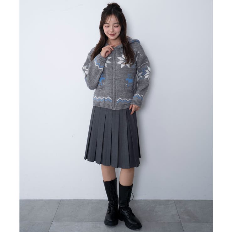 雪柄ZIPフードカーディガン | WEGO【WOMEN】 | 詳細画像11 