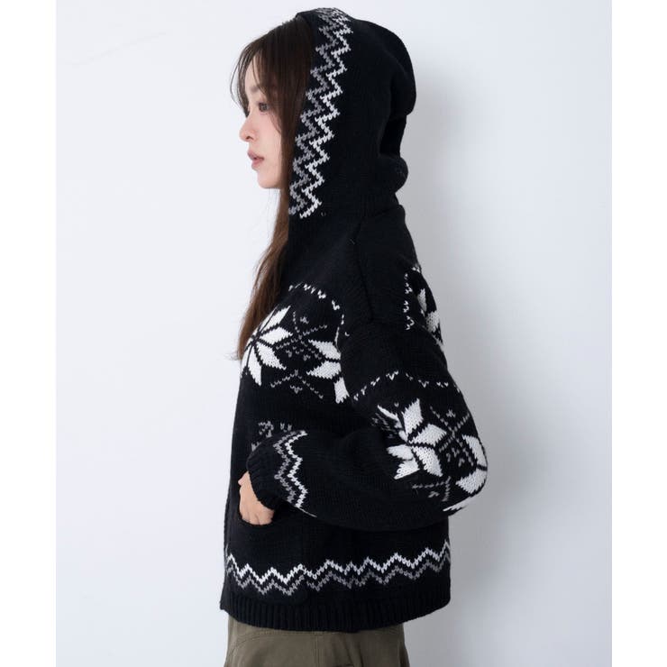 雪柄ZIPフードカーディガン | WEGO【WOMEN】 | 詳細画像14 