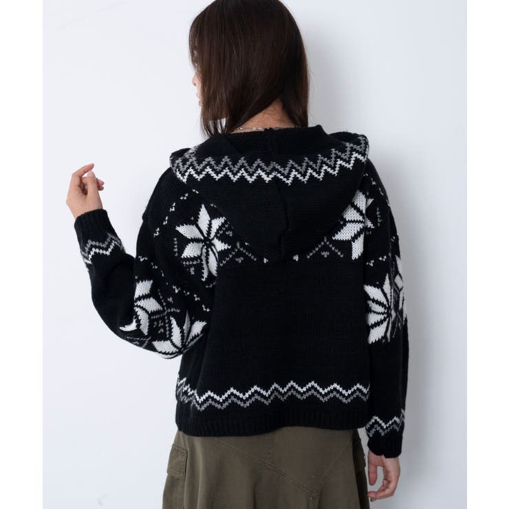 雪柄ZIPフードカーディガン | WEGO【WOMEN】 | 詳細画像15 