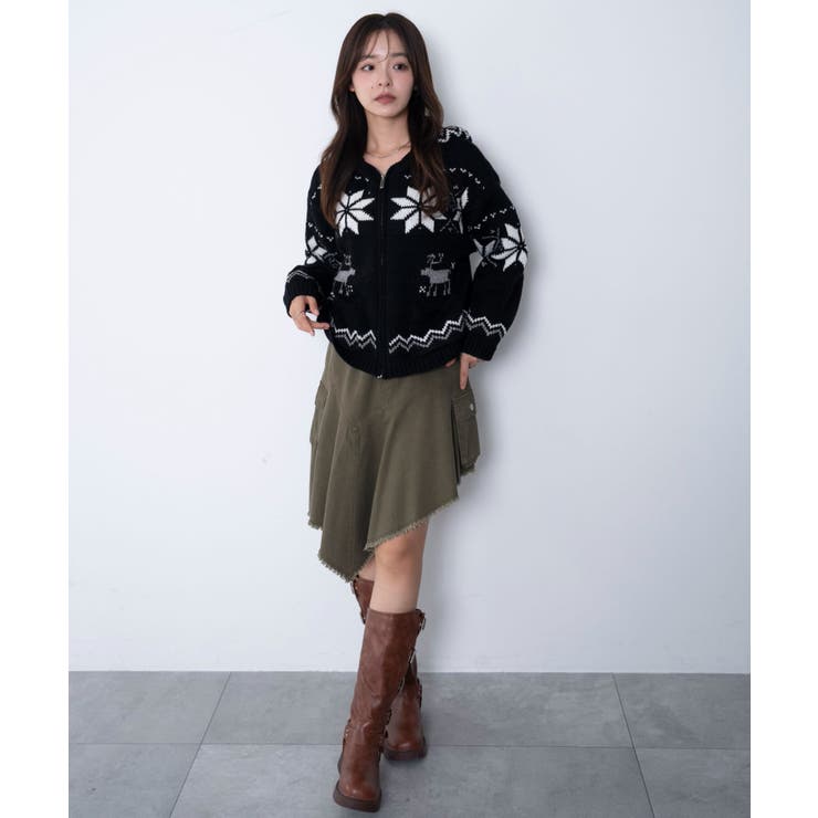 雪柄ZIPフードカーディガン | WEGO【WOMEN】 | 詳細画像16 