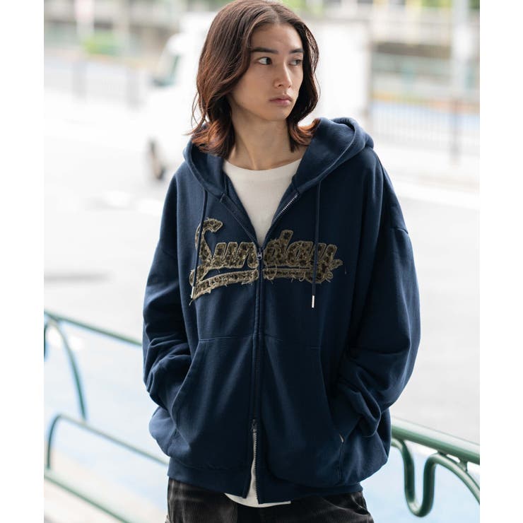 ネイビー | レオパードワッペンダブルZIPパーカー | WEGO【MEN】