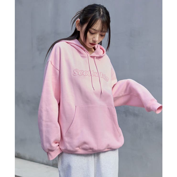 ピンク | エンボスステッチロゴプルパーカー | WEGO【MEN】