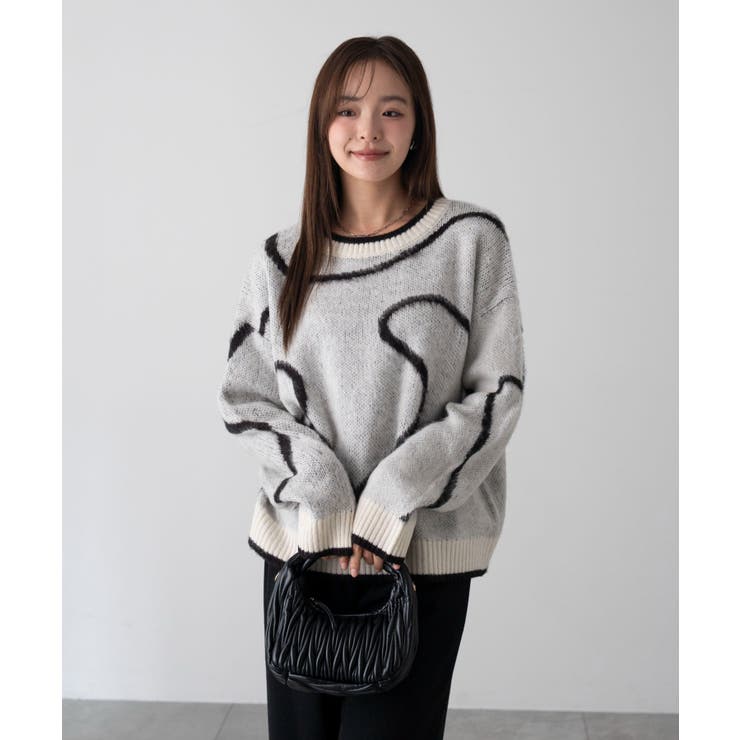 オフホワイト | ニュアンスライン配色プルオーバー | WEGO【WOMEN】