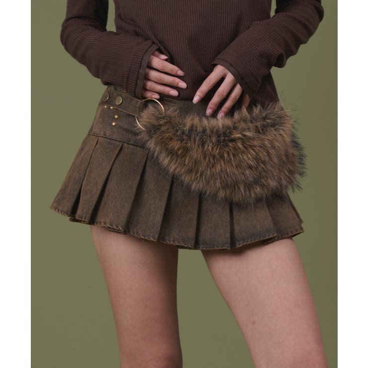 ファーベルト付きプリーツミニスカパン | WEGO【WOMEN】 | 詳細画像1 