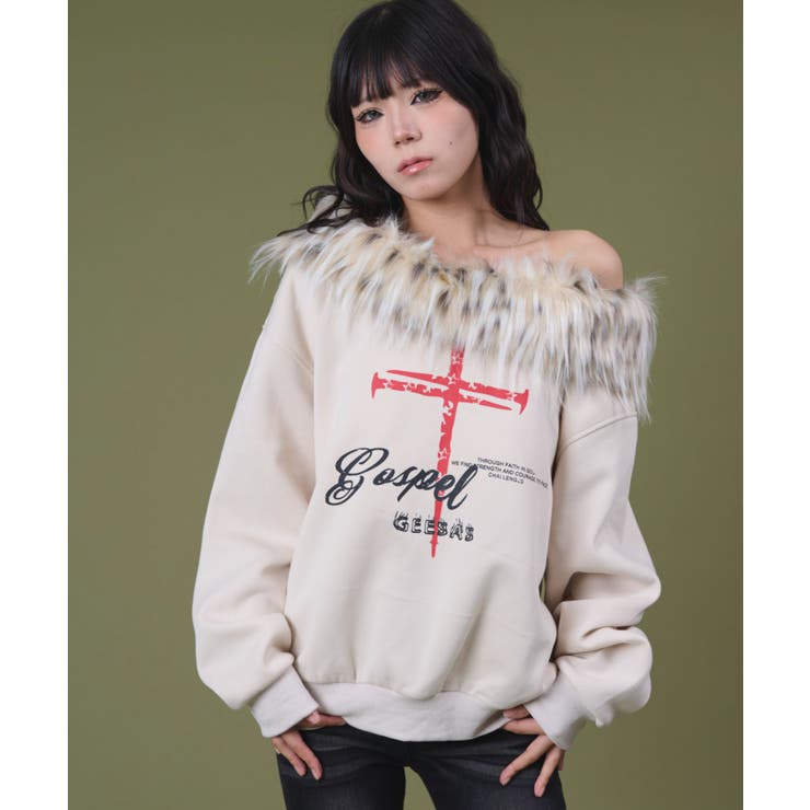 ファーオフショルダークロスプルオーバー | WEGO【WOMEN】 | 詳細画像1 