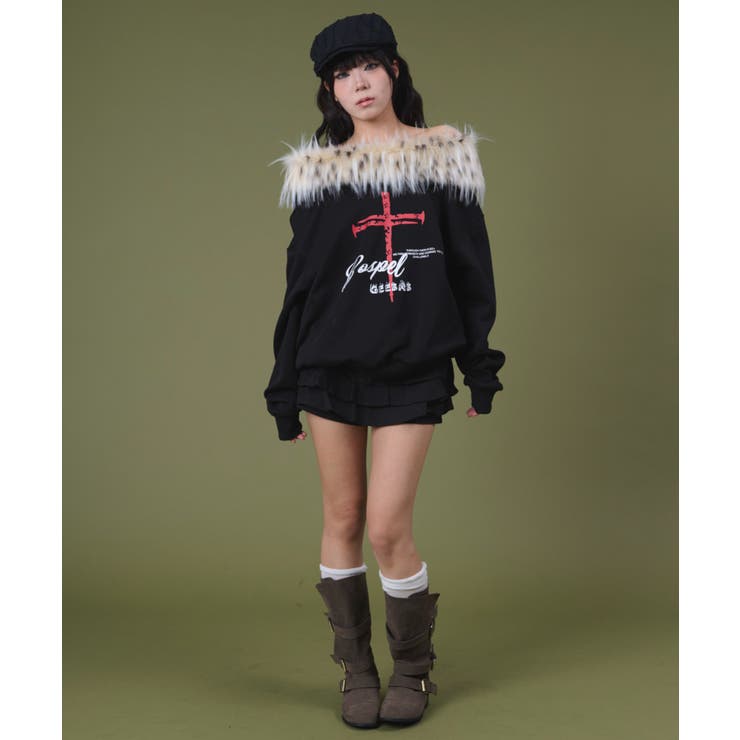 ファーオフショルダークロスプルオーバー | WEGO【WOMEN】 | 詳細画像3 