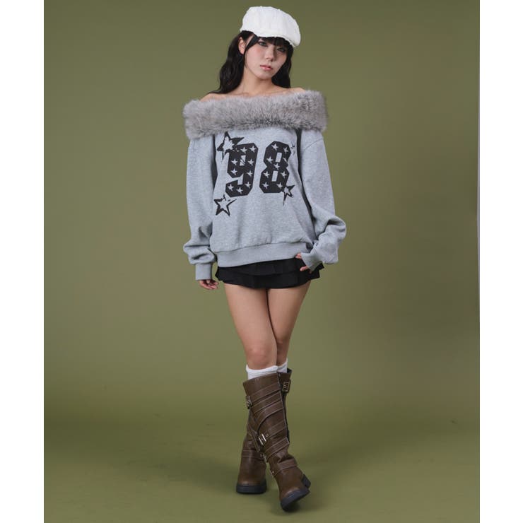 ファーオフショルダースターロゴプルオーバー | WEGO【WOMEN】 | 詳細画像2 