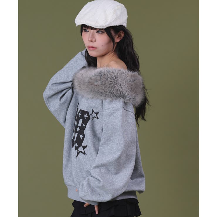 ファーオフショルダースターロゴプルオーバー | WEGO【WOMEN】 | 詳細画像4 