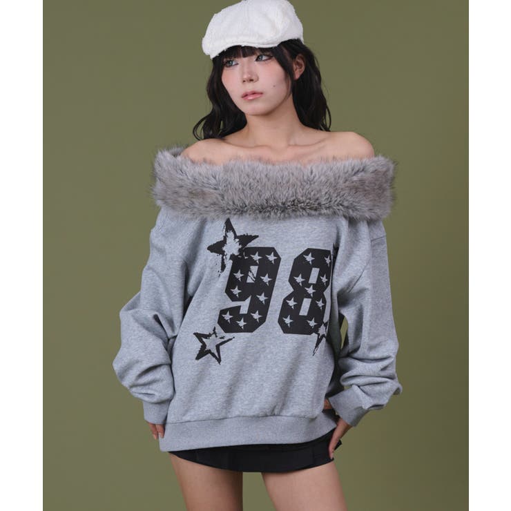 ファーオフショルダースターロゴプルオーバー | WEGO【WOMEN】 | 詳細画像7 