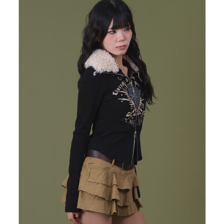 ファーグラフィックWジップニット | WEGO【WOMEN】 | 詳細画像6 