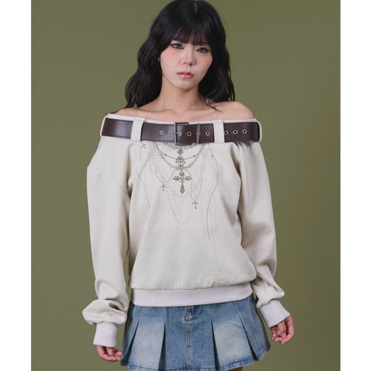 ホワイトアイボリー | ベルトトップオフショルダー | WEGO【WOMEN】