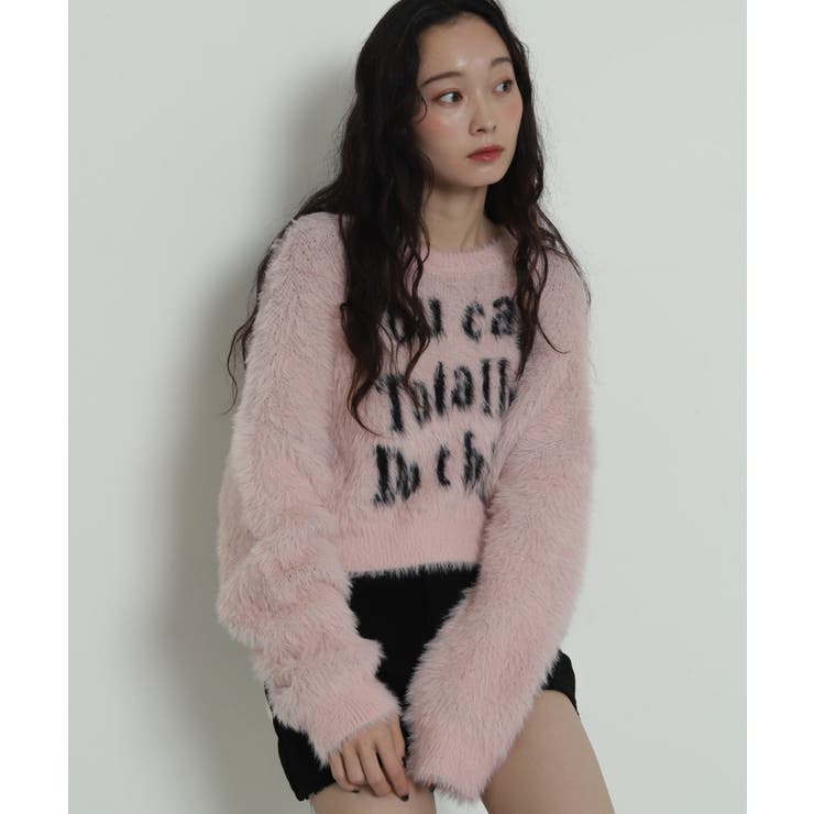 ピンク | ロゴシャギーショートニット | WEGO【WOMEN】